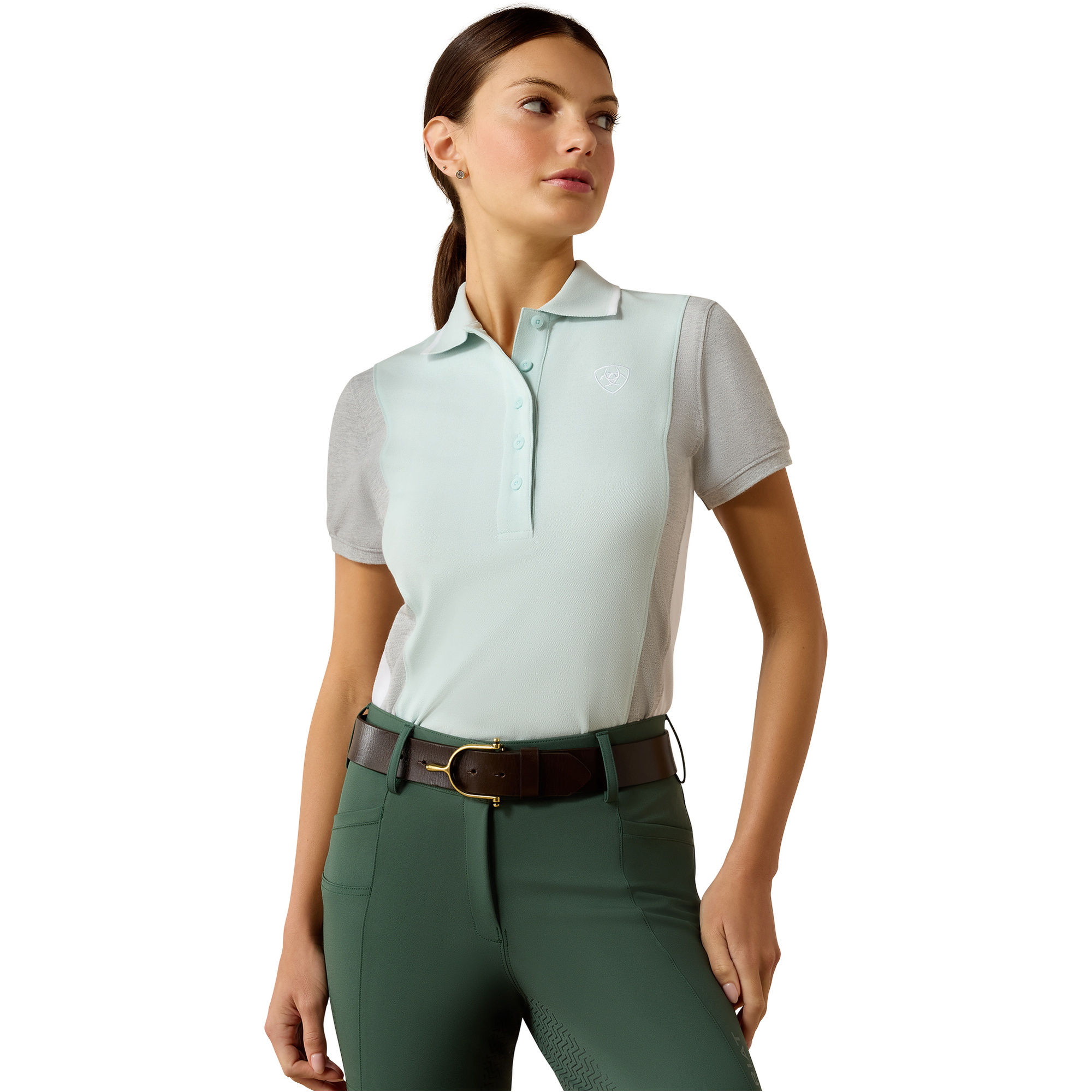 2026 Ariat Femmes Taryn Polo Shirt 10071767 - Starlight / Heather Grey